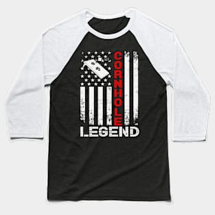 Cornhole Legend USA Flag Baseball T-Shirt